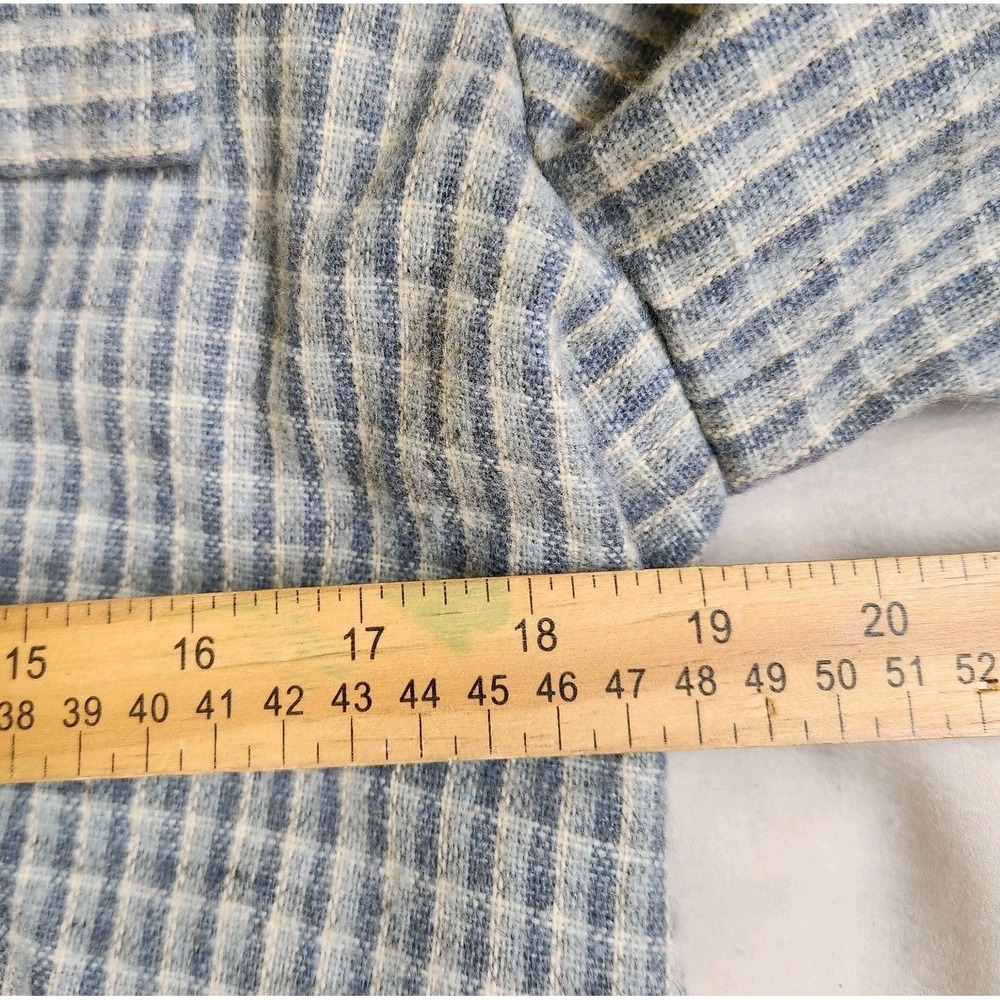 Vintage Handmade Plaid Duster Coat Blue Mid Length Pockets Soft Academia Women's - Picture 6 of 8